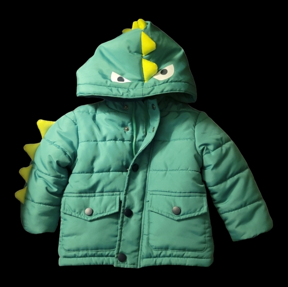 Little Me Boys Dinosaur Quilted Jacket Hooded Fleece Lined, 12M - Picture 3 of 9